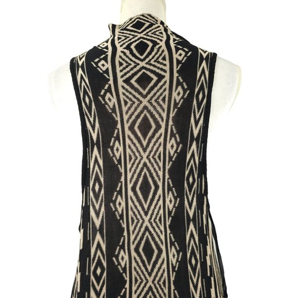 Blu Pepper Duster Cardigan Women M Southwestern Open Front Sleeveless Aztec Boho - Picture 10 of 16
